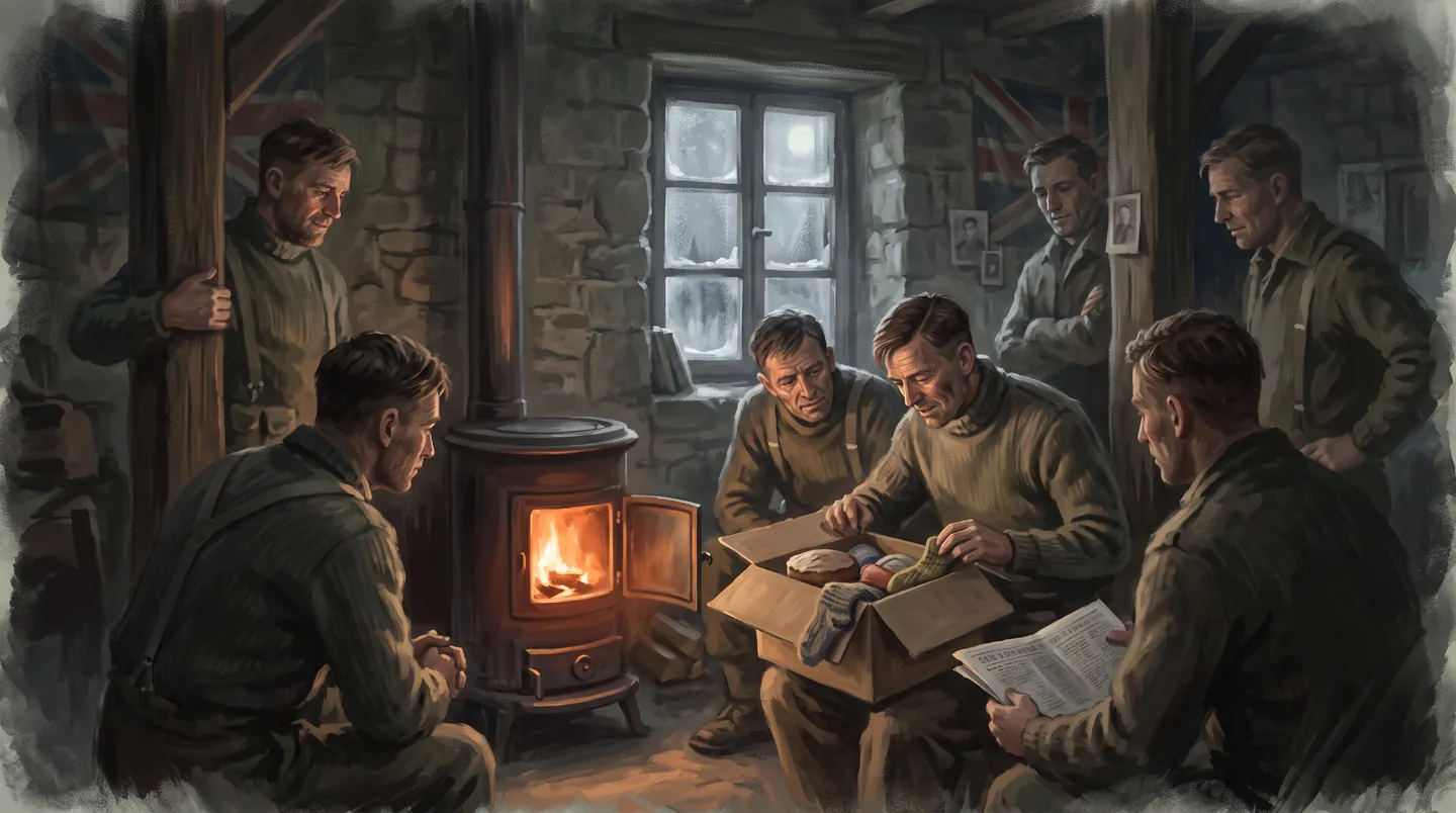 British troops spend Christmas in a French billet during the Phoney War