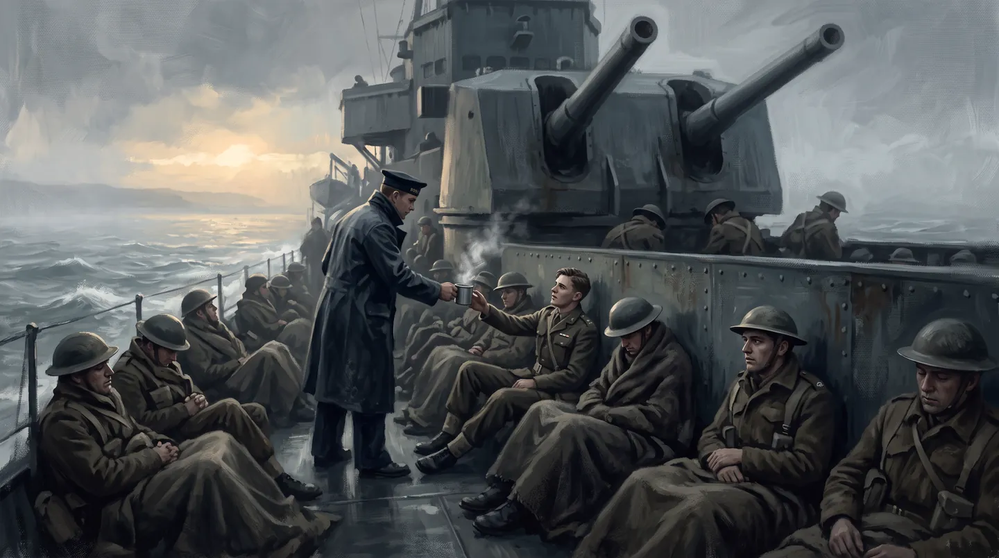 British soldiers cross the Channel toward Dunkirk