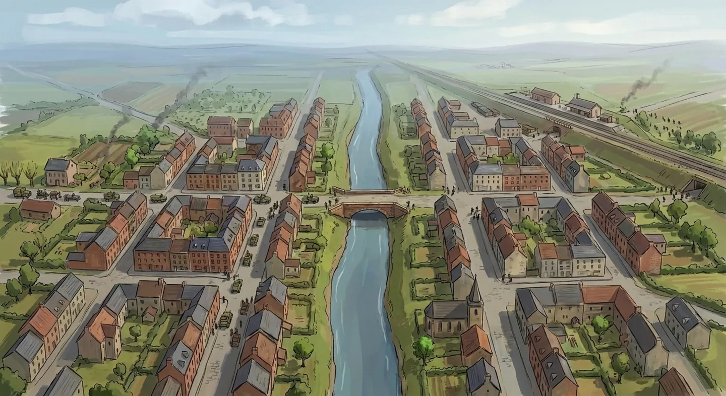 Operational map artwork of Louvain and the river corridor